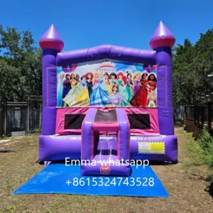 small pink purple castle mini inflatable